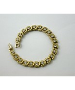 Vintage Unmarked Gold Tone Clear Crystal Tennis Bracelet J136GS - £12.78 GBP