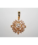 Premier Designs Gold Tone Crystal Faux Pearl Pendant  J189 - £22.02 GBP