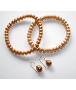 HONORA Golden FW Cultured Pearl 2 Bracelets 14K Earrings NWOT   D9DB - £58.63 GBP