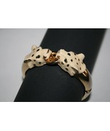 Gold Tone Enamel Tiger Head Emerald Crystal Eyes Cuff Bracelet   J163JS - $79.32 CAD