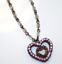 SEASONAL WHISPERS Handmade Reversible Swarovski Heart Necklace J95 - £59.87 GBP