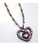 SEASONAL WHISPERS Handmade Reversible Swarovski Heart Necklace J95 - £59.43 GBP