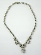 Vintage 1950&#39;s Silver Tone Clear Crystal Choker Necklace  -Excellent - J139GS - £22.01 GBP