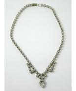 Vintage 1950&#39;s Silver Tone Clear Crystal Choker Necklace  -Excellent - J... - £22.38 GBP