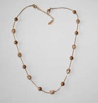 Monet Gold Tone Copper Faux Pearl Champagne Crystal 16" - 18" Necklace  J249M - $35.00