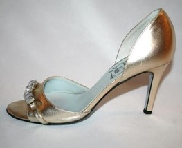 SOMETHING BLEU ITALY Metallic Gold Heel Sandal Size 7 B {791} - £47.05 GBP