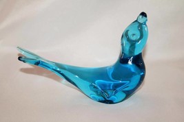 Large 6&quot; Blue Art Glass Paperweight Seal Figurine   #1536 - £25.28 GBP