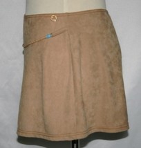 MORGAN DE TOI Ultra-Suede Beige Camel Stretch Mini Skirt Small     #847 - £25.57 GBP