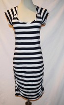 Tommy Hilfiger Navy White Striped Lined Ruched Dress Small/Petite  #1849 - £31.50 GBP