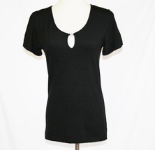 Mondi Stretch Dark Black Rayon Spandex Keyhole Top Size 36  #1879 - £19.92 GBP