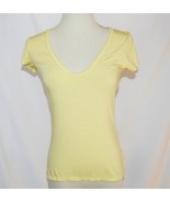 Elie Tahari Bright Yellow Modal Cotton Mesh Trim T-Shirt  Small   #1863 - $38.29 CAD