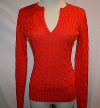 RALPH LAUREN BLACK LABEL Linen Silk Cable Knit Orange Sweater Small    1210 - £159.11 GBP