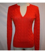 RALPH LAUREN BLACK LABEL Linen Silk Cable Knit Orange Sweater Small    1210 - $199.00