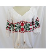 Juicy Couture White Cotton Embroidered Blouse Size 2 -EUC-   #1868 - £38.45 GBP