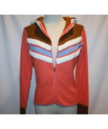 OBERMEYER Peach Cream Fleece Trim Wool Ski Sweater Hoodie Medium      1151 - £38.45 GBP