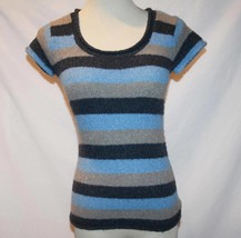 BCBG Max Azria Blue Gray Striped Wool Blend Sweater Top XS / S   #1853 - £33.57 GBP