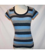 BCBG Max Azria Blue Gray Striped Wool Blend Sweater Top XS / S   #1853 - $42.00