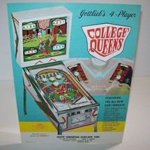 College Queens Pinball FLYER Original UNUSED Game Promo Artwork Sheet 1969 - £31.82 GBP
