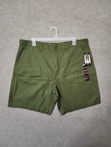 Eddie Bauer Relaxed Fit Chino Short Men 42 Army Green Flat Front 100% Co... - $26.60
