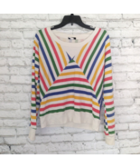 BDG Sweatshirt Womens Medium Striped Bold Retro Style Long Sleeve V Neck - $21.99