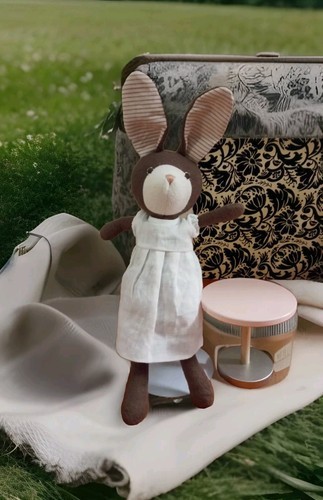 Hazel Village #1142 Brown Rabbit Girl Plush Stuffed Animal Organic Cotton - $77.22
