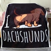Famitile Dachshund Throw Blanket, Love Dachshund Soft Sherpa Flannel Blanket - £31.96 GBP