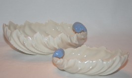 Lenox USA Green Mark Set of 2 Ivory Blue 6&quot; &amp; 4&quot;  Acanthus Shell Bowls -... - $65.00