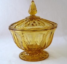 Vintage Anchor Hocking Fairfield Honey Gold/Amber Covered Candy Bowl  #620 - £15.75 GBP