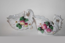 Vintage Japan Porcelain Apple Blossom Cornucopia &amp; Pitcher Vase 2 PC Set... - $30.00
