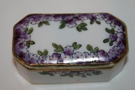 Vintage NIPPON Purple Hand Ptd Covered Trinket Box  #649 - £25.52 GBP