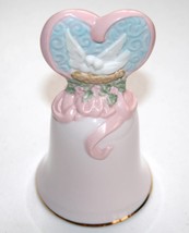 Avon 1995 Love&#39;s Beginnings Pastel Pink Dove Heart Bell  #1303 - £20.66 GBP