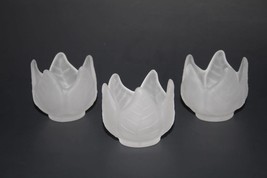 Partylite Set of 3 Frosted Lotus Blossom Votive Candle Holders Never Used #1790 - £11.19 GBP