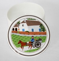 Villeroy &amp; Boch Luxembourg LaPlau Folkart Round Covered Candy Trinket Box  #2054 - £15.73 GBP