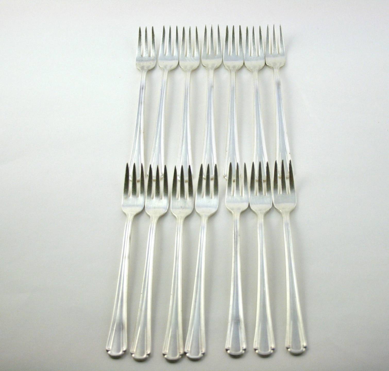 Primary image for Victors Co A1 International Silverplate Cocktail Seafood Forks Set of 14   #1447