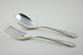 ONEIDA Flatware -Meadowbrook- Silverplate Casserole Spoon &amp; Meat Fork #1443 - £23.90 GBP