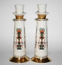 Lenox Lido -Set of 2- Hand Decorated with 24k Gold 8&quot; Candlesticks  #1917 - £68.52 GBP