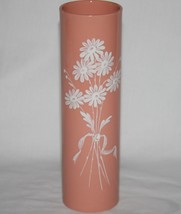 Lenox Made in USA Green Mark Coral Cylinder Vase White Embossed Flowers ... - £95.57 GBP