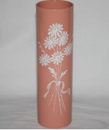Lenox Made in USA Green Mark Coral Cylinder Vase White Embossed Flowers ... - $163.41 CAD