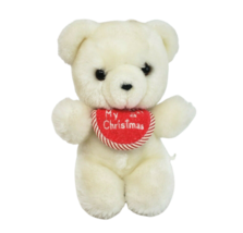 6" Vintage Eden White Teddy Bear My 1ST Christmas Bib Stuffed Animal Plush Toy - $46.55