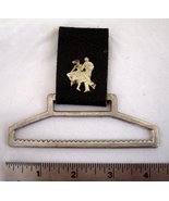 Vintage Square Dancing Metal Towel Holder Belt Clip  Leather like Silver... - £10.26 GBP