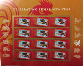 Celebrating Lunar New Year of the Rooster - USPS SHEET of 12 FOREVER STAMPS - $19.95