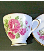 Rosina England Pink Peony Teacup &amp; Saucer Fine Bone China Cottagecore Fl... - $368.73 MXN