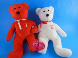 Pair of Valentines Day plush Beanie Babies  One says I other says Love You - £8.01 GBP