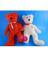 Pair of Valentines Day plush Beanie Babies  One says I other says Love You - $13.58 CAD
