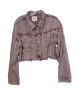 Le Lis Collection Pink Cropped Denim Jacket Womens Size Large Distressed - $17.00