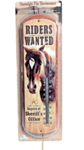 Rivers Edge Tin Thermometer Horse Riders Wanted UV Coated Indoor Outdoor... - $24.34
