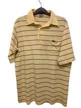 Vintage Lacoste Cotton Yellow Blue Stripes Polo Shirt Size Large - $19.79