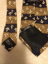 Jhane Barnes Men&#39;s Tie Blue &amp; Brown Print Silk Neck Tie - £11.65 GBP
