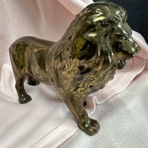 Vintage Bronze Gold Color Ceramic Lion Figurine Safari Africa 6 3/4” Tal... - $18.81