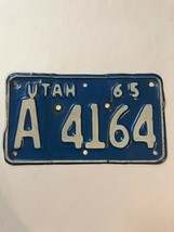 1965 65 Utah Motorcycle License Plate # A 4164 - $395.99